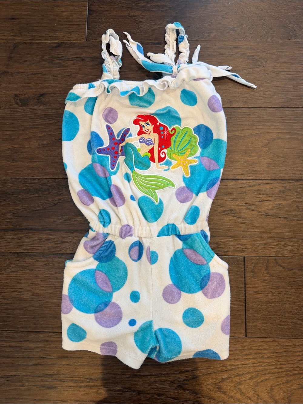 Disney Little Mermaid Terry Hooded Romper Size 5/6 - C34-087
